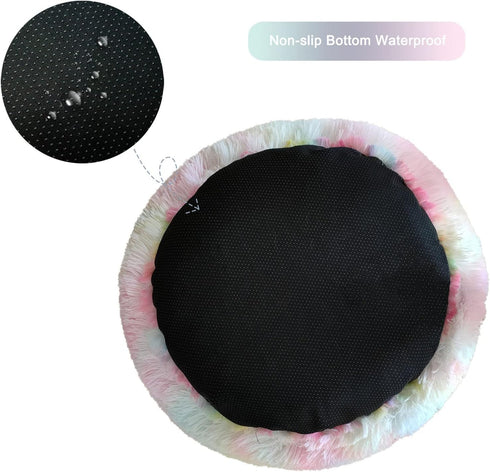 Patas Lague Calming Dog Bed for Small Dogs, Fluffy Cozy Faux Fur Anti-Anxiety Plush Donut Cuddler, Washable Pet Bed (20