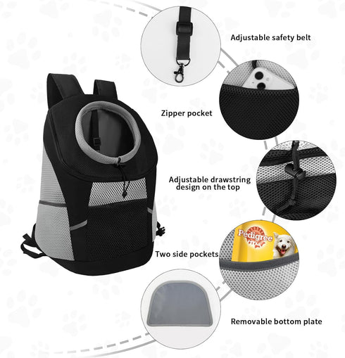 SUNRISING Dog Carrier Backpack for Small Dogs - Breathable Front Carrier with Storage Pockets and Safety Strips