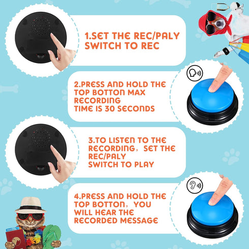 Sanwuta 12 Packs Dog Buttons for Communication - Voice Recording Talking Buttons for Dog Training, Pet Buttons Training