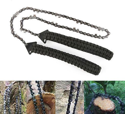Pocket Chainsaw with Paracord Handle, 24inch Rope Saw for Emergency Outdoor Survival Gear