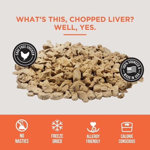 Natural Rapport Chicken Liver Dog Treats, Grain-Free Freeze Dried Chicken Bites for Small and Large Dogs