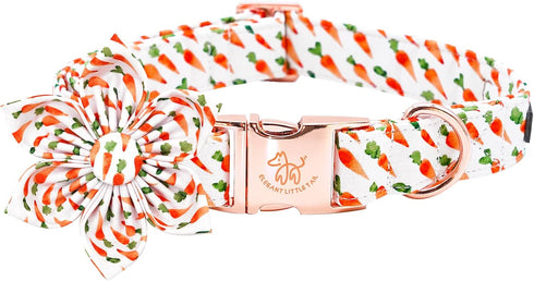 Elegant little tail US Flag Dog Collar, Adjustable Cute Detachable Collar with Flower for Small Dogs