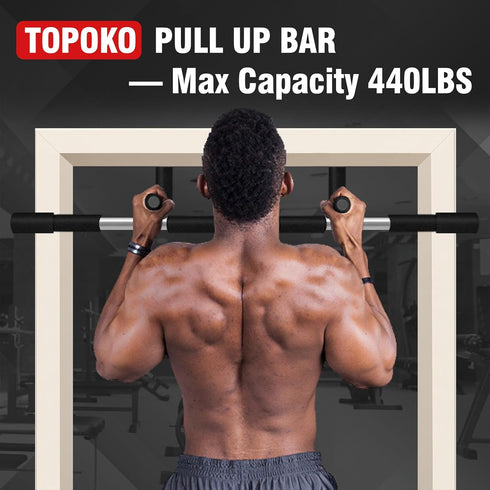 TOPOKO Upgrade Pull Up Bar for Doorway - Multi-Grip Heavy Duty Chin Up Bar