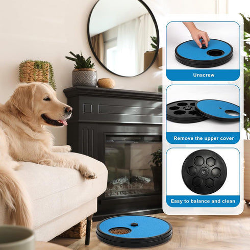 NQEUEPN 3 1 Dog Scratch Pad for Nails, in Round Rotatable Pet Grinding Mat, Slow Food Storage Box, Fun File Board