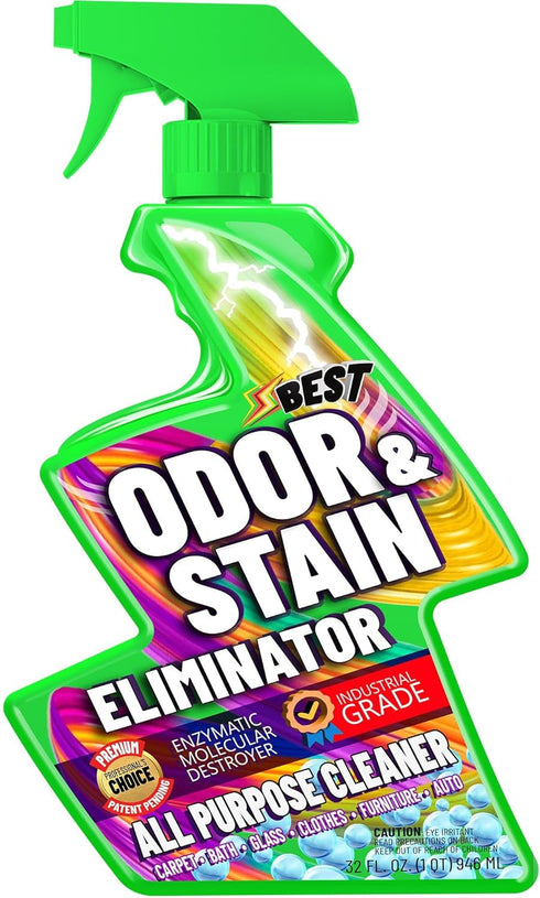 BEST Odor Eliminator, Strong Odor Stain Remover, All Purpose Cleaner, Carpet Deodorizer, Upholstery Cleaner, Glass