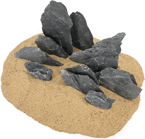 Natural Slate Stone Rocks 2 to 4 inch for Aquariums, Aquascaping, Terrariums, Reptile Enclosures, Paludariums, and