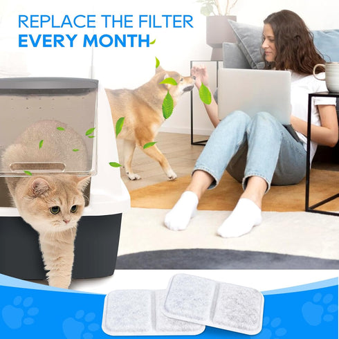 8 Pack Cat Litter Box Filters, Replacement Filter for Catit Airsift Jumbo Hooded Cat Litter, Air Purifier Pad
