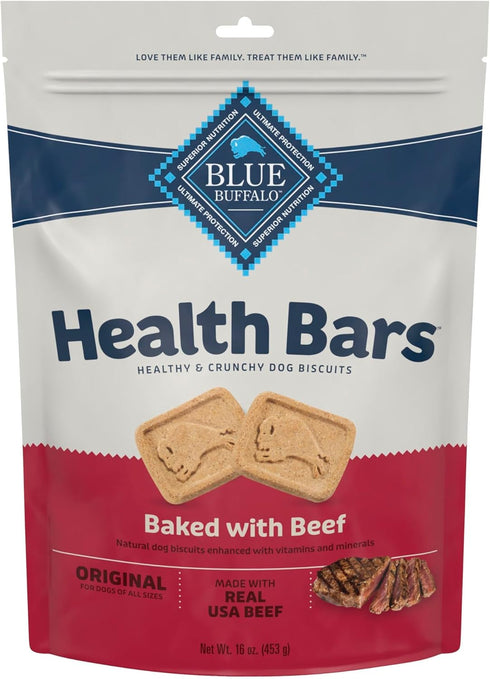 Blue Buffalo Health Bars Crunchy Dog Biscuits, Oven-Baked With Natural Ingredients, Beef,