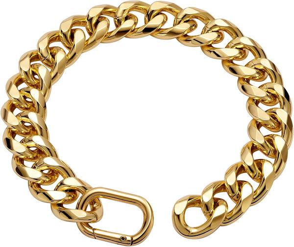 19MM Thick Light Metal 18K Gold Plated Cuban Link Dog Collar, Gold Chain for Small, Medium Dogs, 18 Inches