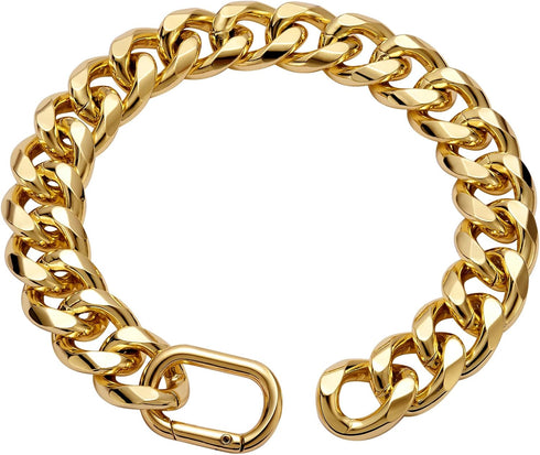 19MM Thick Light Metal Cuban Link Dog Collar, Gold Chain Necklace for Small Dogs - 12" Length