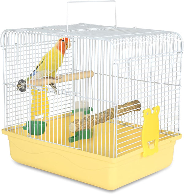 Portable Bird Cage for Small Birds - Parrot Lovebird Carrier for Travel with Food Box & Water Fountain