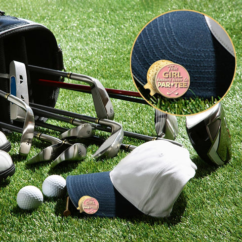 This Girl Knows How to Par Tee Golf Ball Marker with Magnetic Hat Clip - Funny Gift for Woman