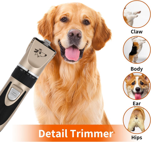 Trimmers Set Aovdy Dog Clippers Grooming Kit, Low Noise with Rechargeable, Pet Shaver Cordless Electric Quiet Hair