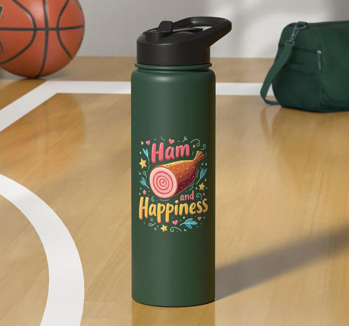 Ham Pork Food Lover SteMi Apparel Funny Ham Meat Pig Farmer Pork Food Lover Foodie Stainless Steel Insulated Water