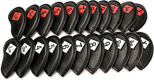 Golf Iron Headcover Club Protection Sticker Closure, Black & Red