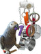Durable Bird Parrots Toys, Pullable Stainless Steel Cup and Cardboard Ring Toys for Mini Macaws, African Greys,