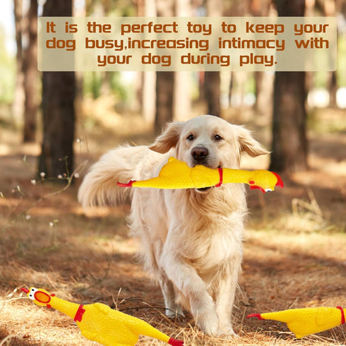 2 Pcs 12 Inch Large Rubber Chicken Dog Toys, Yellow Squeaky Chicken, Screaming Prank Noise Maker