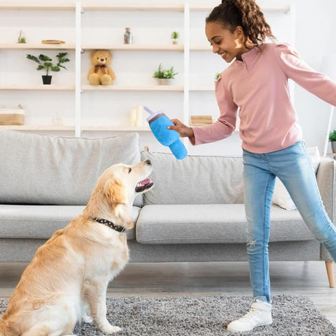 BABORUI Cute Squeaky Dog Toys Cup, Safety Design Dog Birthday Toy for Small/Medium/Large Aggressive Chewers (Blue)
