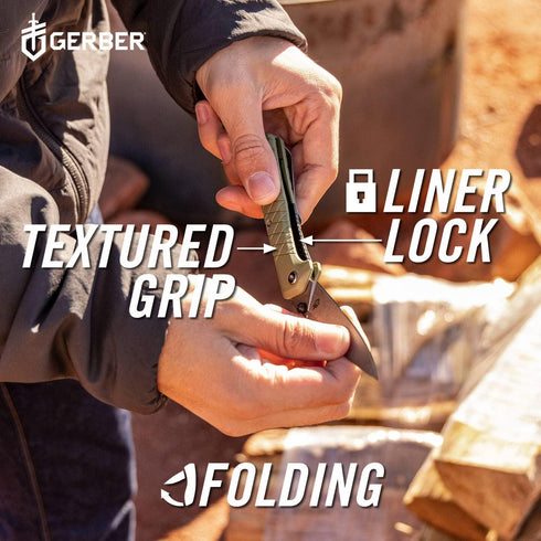 Gerber Gear Zilch Pocket Knife - Folding Knife with 3.1" Plain Edge Blade, EDC Gear, Lichen Green