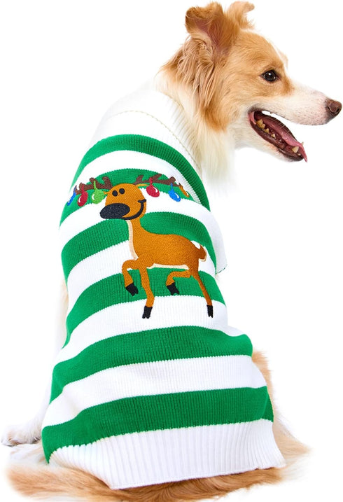 NACOCO Dog Sweater - Pet Christmas Elk Bells Sweater for Small Dog and Cat (M, Green)