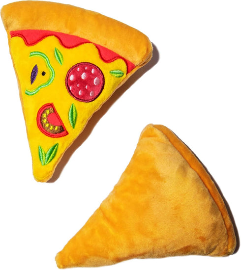 2 Pack Pizza Dog Toy with Squeaker, Plush Pizza Toys for Small, Medium, and Large Dogs (2 Slices)