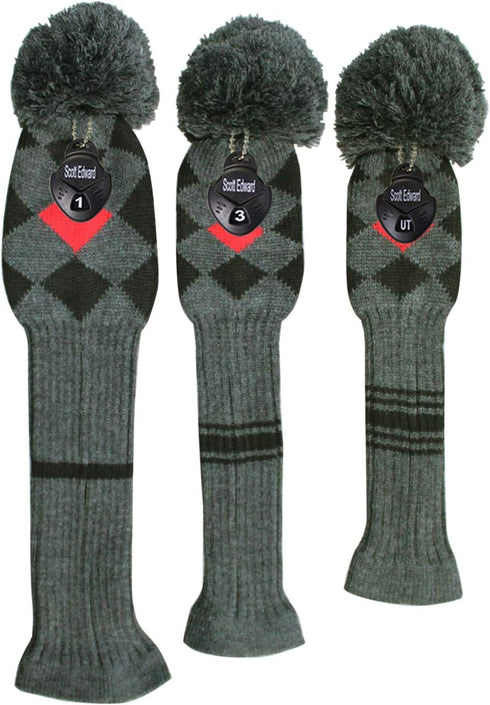 Scott Edward Golf Headcovers for Woods - Set of 3, Fits Driver, Fairway Wood, Hybrid