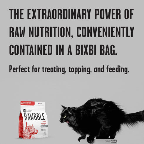 BIXBI Rawbble Freeze Dried Cat Food, Beef Recipe, 3.5 oz - 97% Meat and Organs, USA Made Raw Cat Food