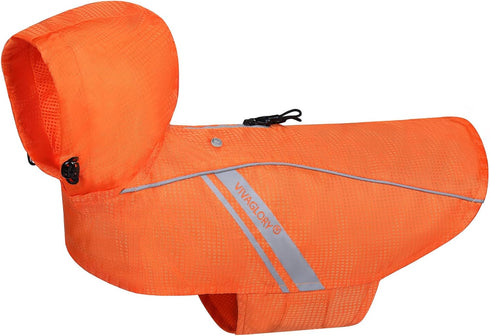 VIVAGLORY Dog Raincoat for Medium Dogs, Lightweight Reflective Safety Vest Jackets for Adventures, Orange