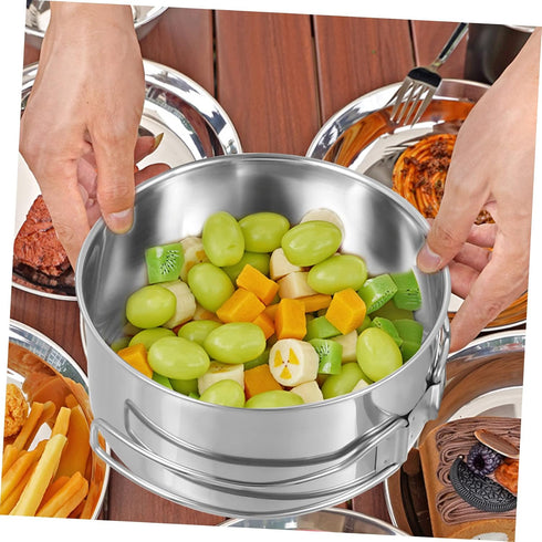 4pcs Set Happyyami Camping Pot Pan Stainless Steel Cookware Non-stick Surface Easy to Clean