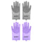 ROPO multi-functional silicone gloves for pet grooming, hair shedding, bathing, and massage (Grey+Purple)