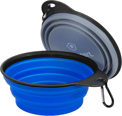 Stansport Collapsible Silicone Travel Bowls, 2 Pack in Grey and Blue, Large Size