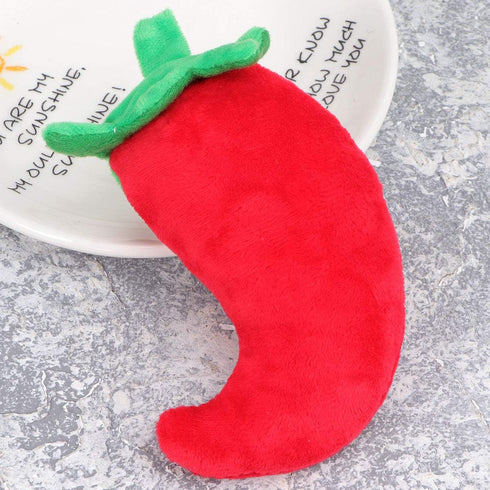 Plush Chilli Toy Fruits and Vegetables, Dog Squeaky Toys for Small Dogs, Chili Eggplant Corn Puppy Toys, Size 1