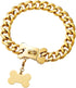 Strong Stainless Steel Gold Chain Dog Collar, Cuban Link Necklace for Large Dogs (Long 22'')