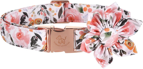 Elegant little tail Floral Girl Dog Collar, Adjustable Pet Collar with Flower Gift for X-Small Dogs and Cats