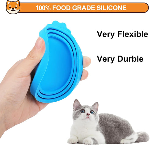 2 Pack Pet Food Can Lids, Silicone Food Can Covers for Dog and Cat, BPA Free/Food Safe/Universal, Green/Blue