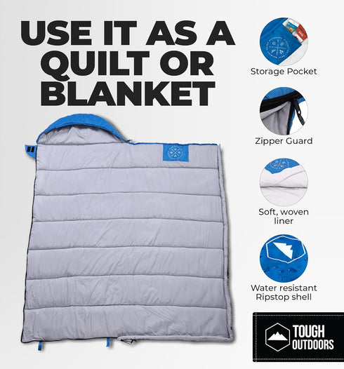 Tough Outdoors Sleeping Bags for Adults & Kids - Lightweight Waterproof Compact Sleep Bag for Camping