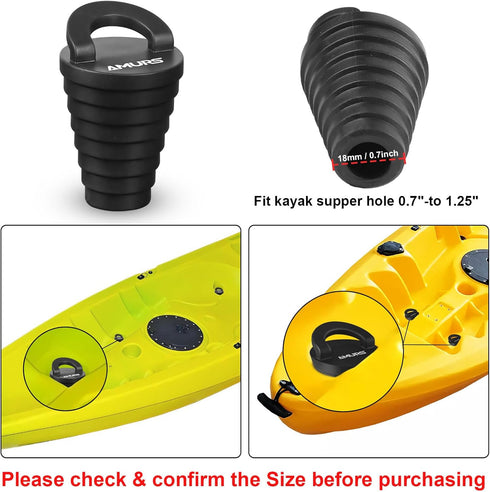 Small Kayak Scupper Plugs Kits - Drain Holes Stopper with Silicone Handle, Universal Kayak Plugs (8Pcs)