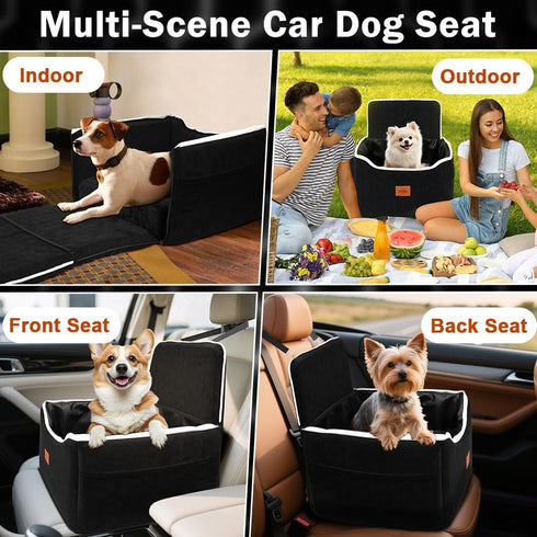 35 lbs, SZEE Dog Car Seat for Small/Medium Sized Dogs up to Dog Booster Car Seat with Detachable Protective Leather