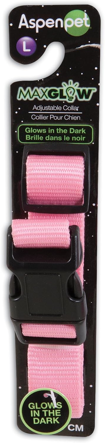 Petmate Glow-in-Dark Adjustable Collar, 1" x 16-26", Hot Pink