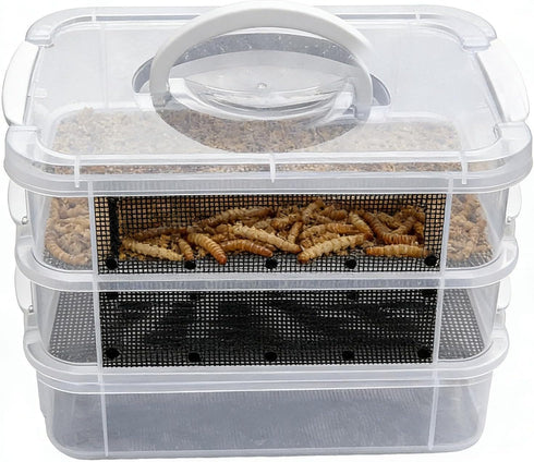 Genrico Flour Kennel | Transparent Breeding Habitat with Fine Mesh Flour Farm, for Reptiles, Birds, Opossums, Bearded