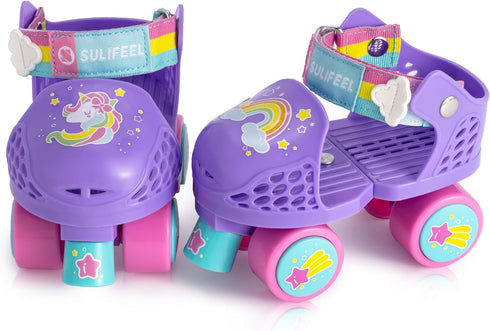 SULIFEEL Kids Adjustable Quad Roller Skates,Toddler Beginner Roller Skates for Girls and