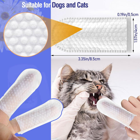Pet Teeth Cleaning Finger Wipes for Dogs & Cats, No-Rinse Disposable Gentle Cleaning Wipes for Plaque and Tartar, 50