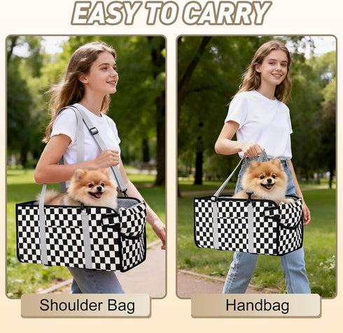 Console Dog Car Seat - Portable Dogs Armrest Booster Seat for Small Dog, Foldable Pet Car Seat with Safety Belt, Black