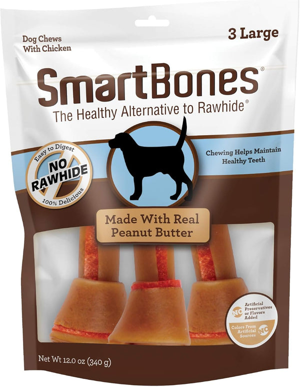 SmartBones Large Chews, 3 Count - Rawhide-Free Chew Made With Real Meat and Vegetables for Dogs