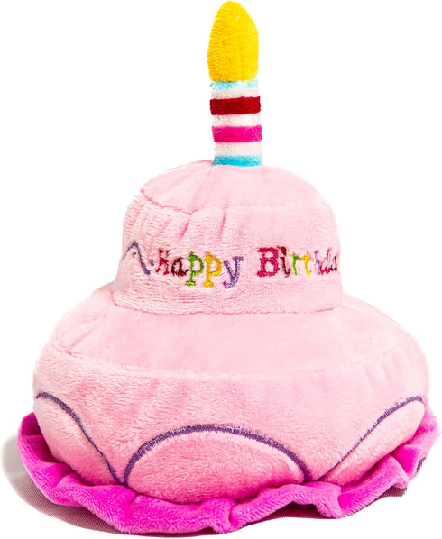 Midlee 2 Layer Birthday Cake Dog Toy - 7" Tall, Pink
