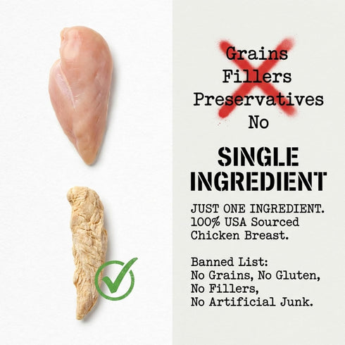 (16oz) Freeze Dried Chicken Breast for Dogs & Cats Single Ingredient Dog Treats USA Sourced & Made High Protein, All