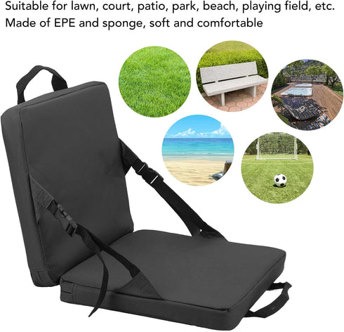 Agatige Folding Chair Cushion, Portable Soft Stadium Seat Bleacher Seats Stadium Cushions with Backrest for Sports