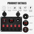 FXC 5 Gang Rocker Switch Panel with Dual USB Slot, Cigarette Lighter, Voltmeter for Marine Boat Car RV 12-24V