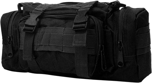 Fishing Tackle Bag with Rod Holder, Water-Resistant Waist Fishing Bag for Outdoor (Black)