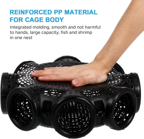 14.05X14.05X4.33In Toddmomy Portable EEL Catching Cage Crab Trap Shrimp Lobster Fishing Basket Lightweight Mesh Net